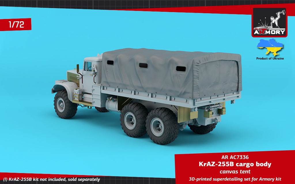 Armory ARAC7336 1:72 KrAZ-255B Soviet 6x6 cargo truck canvas tent