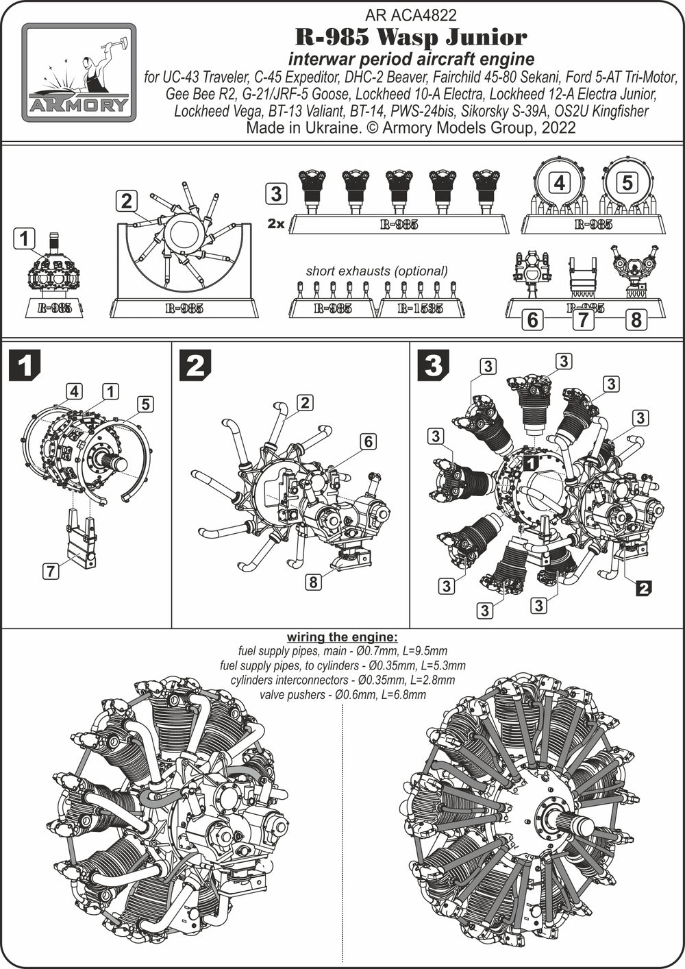 Armory ARACA4822 1:48 R-985 Wasp Junior aircraft engine