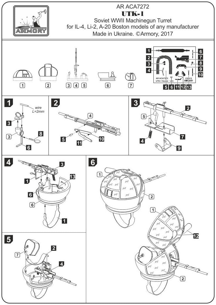 Armory 7272 UTK-1 Soviet MG Turret IL-4/Li-2/A-20 1:72