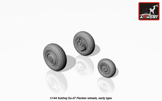 Armory ARAW14005 1:144 Sukhoi Su-27 Flanker wheels, early type hubs