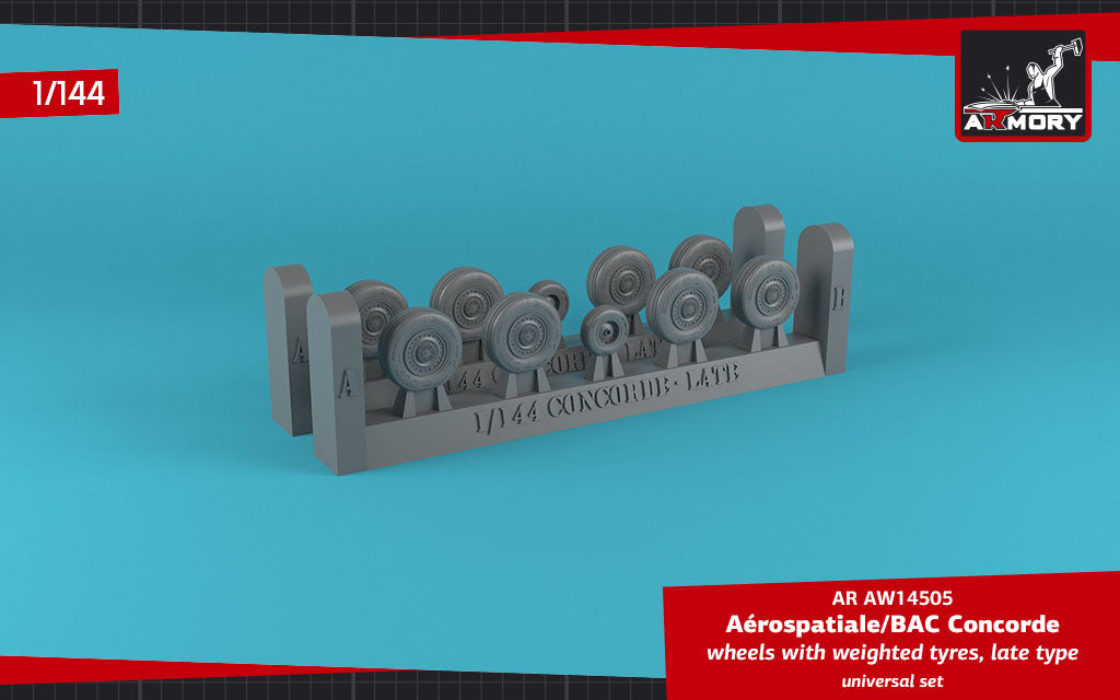 Armory ARAW14505 1:144 Aerospatiale Concorde wheels with weighted tires, late