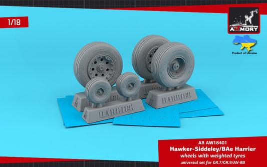 Armory ARAW18401 1:18 McDonnell-Douglas AV-8B wheels with weighted tyres,