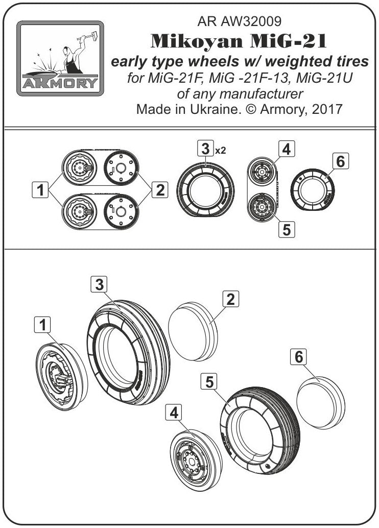 Armory 32009 MiG-21 Fishbed Early Weighted Wheels 1:32