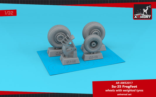 Armory ARAW32017 1:32 Sukhoi Su-25 Frogfoot wheels with Wtd tires & mudguard