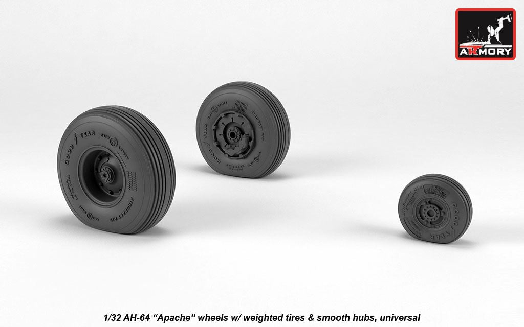 Armory 32311 AH-64A Apache Smooth Hub Weighted Wheels 1:32