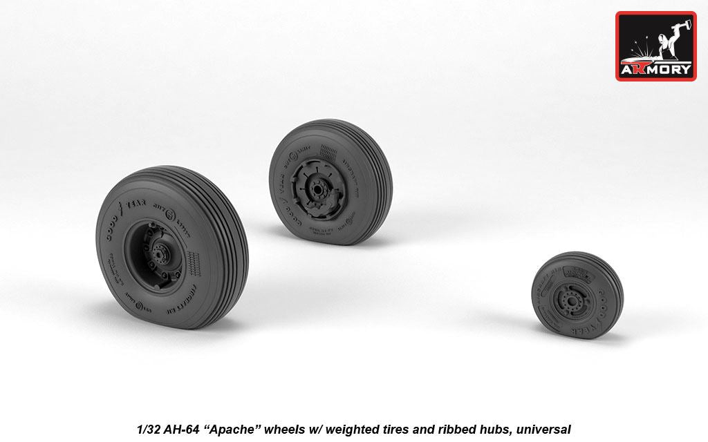 Armory 32312 AH-64A Apache Spoked Hub Weighted Wheels 1:32