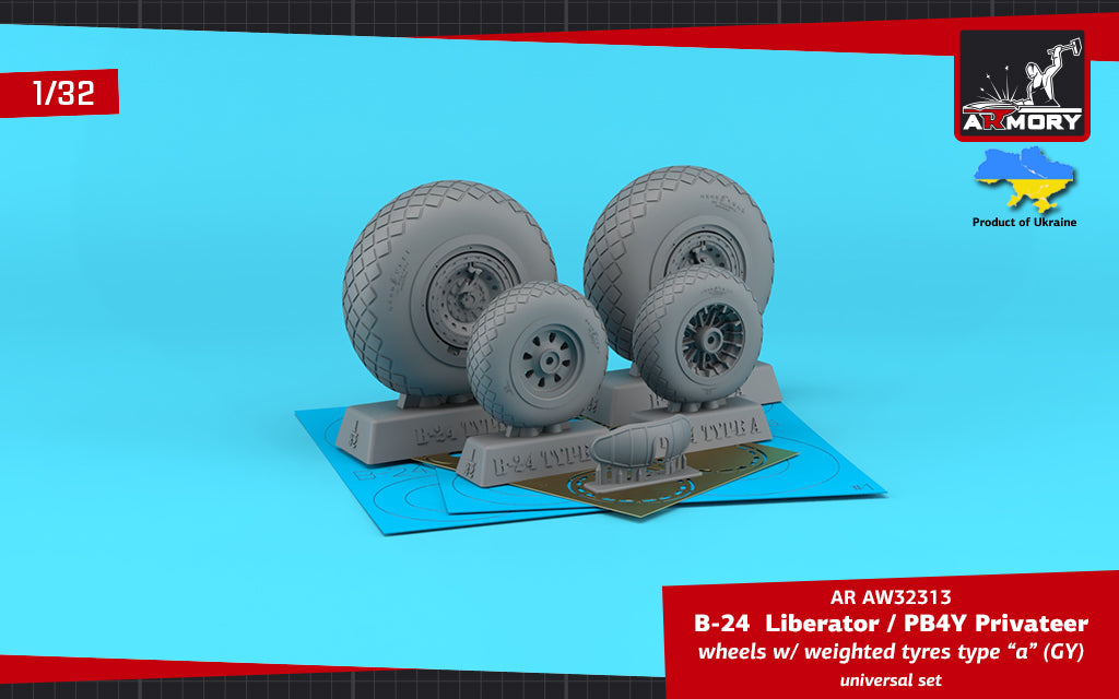 Armory 32313 B-24 Liberator/PB4Y Weighted Wheels Type A 1:32