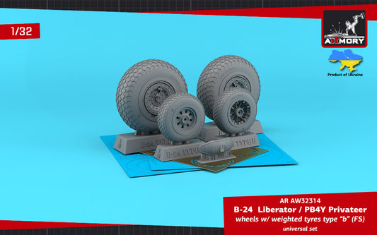Armory 32314 B-24 Liberator/PB4Y Weighted Wheels Type C 1:32