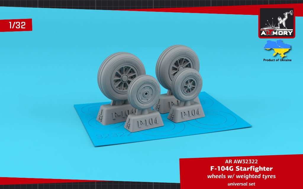 Armory 32322 Lockheed F-104G Starfighter Weighted Wheels 1:32