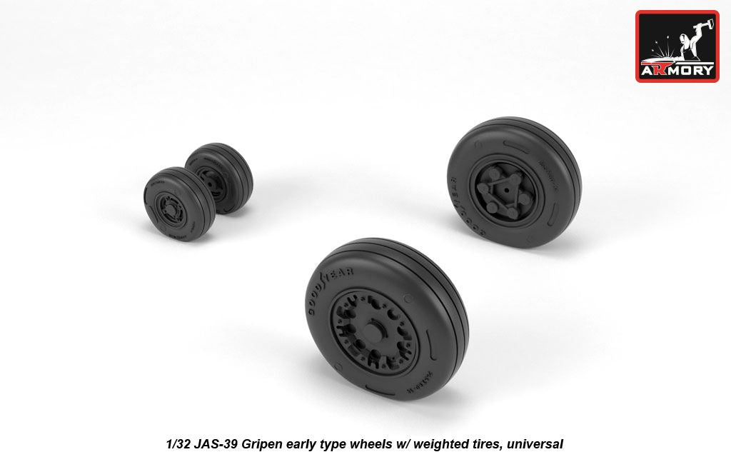Armory ARAW32502 1:32 Saab JAS-39 "Gripen" wheels with weighted tires, early
