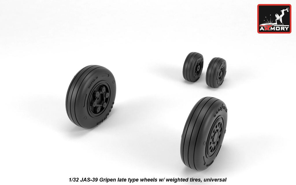 Armory ARAW32503 1:32 Saab JAS-39 "Gripen" wheels with weighted tires, late