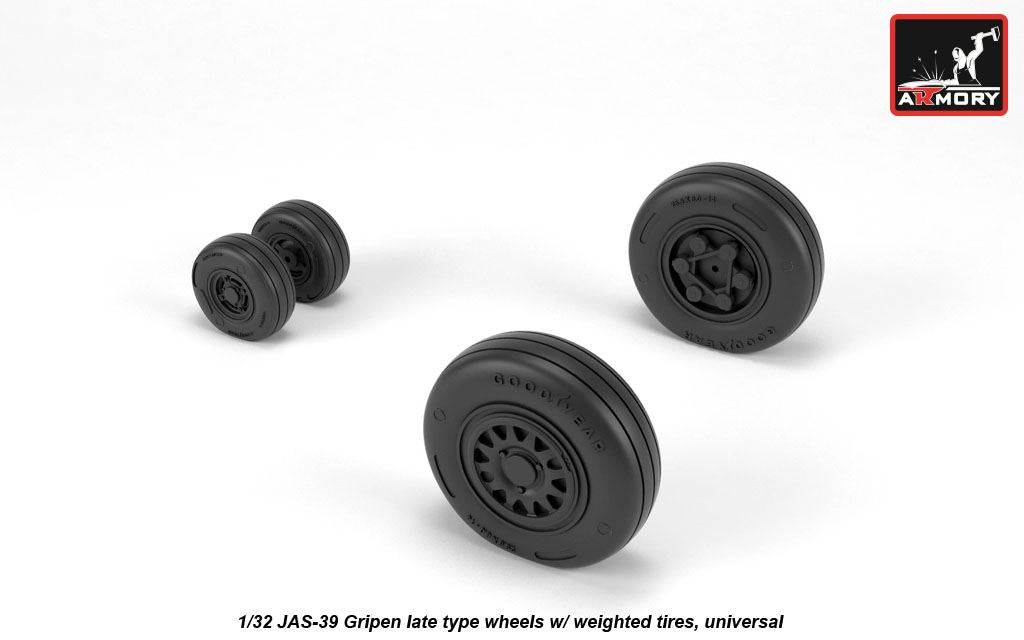 Armory ARAW32503 1:32 Saab JAS-39 "Gripen" wheels with weighted tires, late