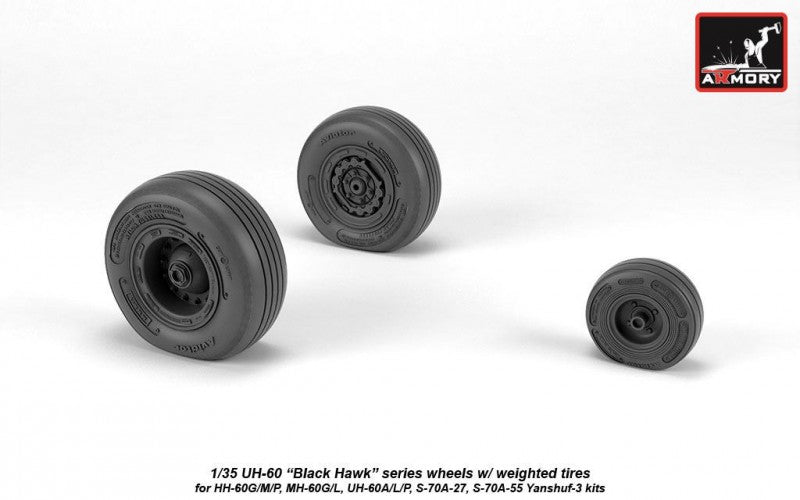 Armory ARAW35303 1:35 Sikorsky UH-60 Black Hawk wheels with weighted tires/tyres