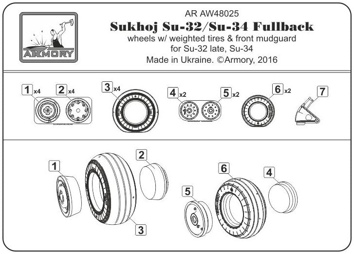 Armory 48025 Sukhoi Su-32/34 Weighted Wheels 1:48