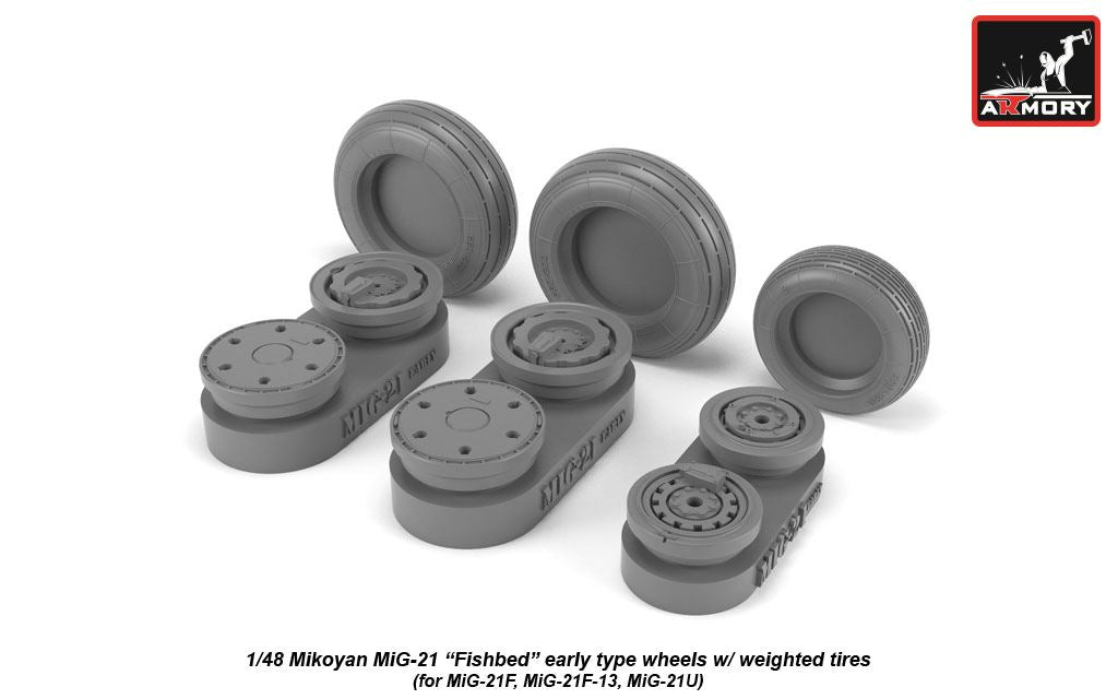 Armory 48027 MiG-21 Fishbed Early Weighted Wheels 1:48