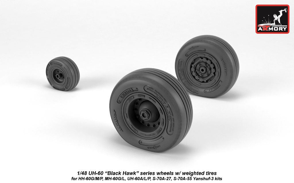 Armory 48329 Sikorsky UH-60 Black Hawk Weighted Wheels 1:48