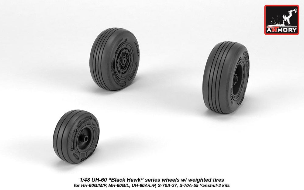 Armory 48329 Sikorsky UH-60 Black Hawk Weighted Wheels 1:48
