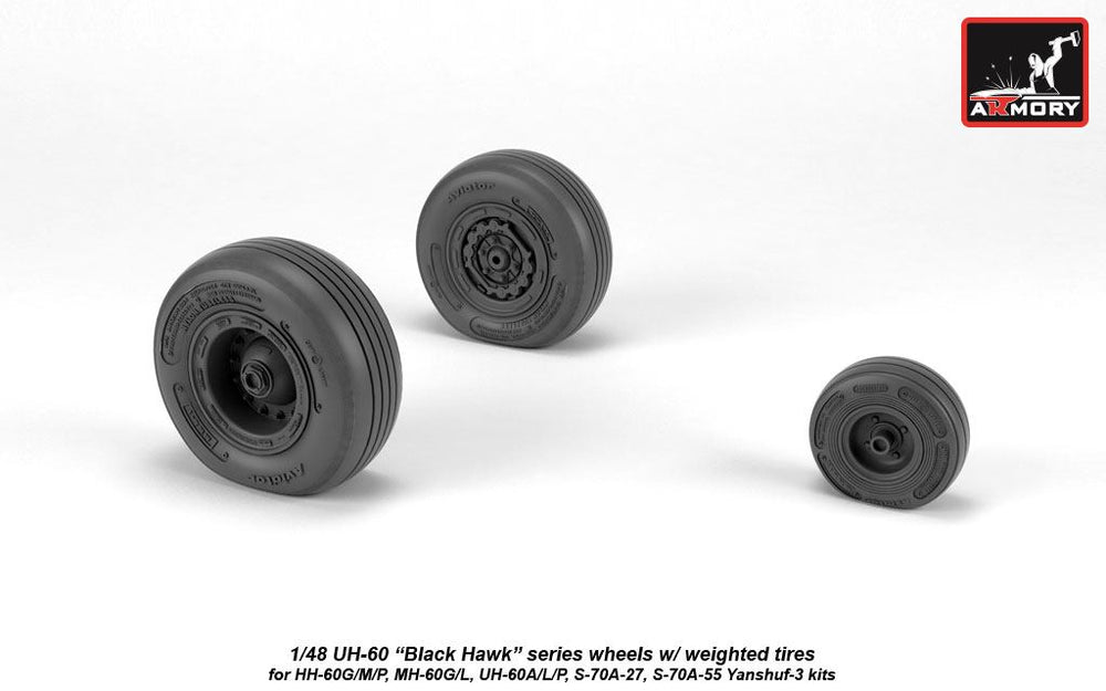 Armory 48329 Sikorsky UH-60 Black Hawk Weighted Wheels 1:48