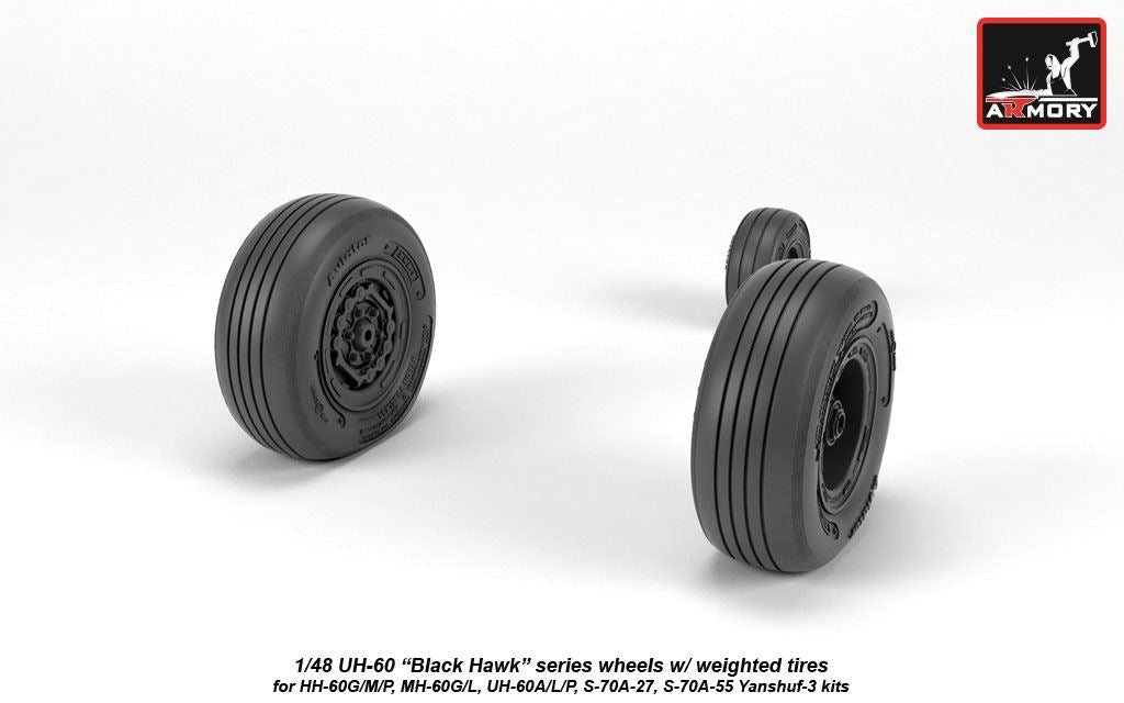 Armory 48329 Sikorsky UH-60 Black Hawk Weighted Wheels 1:48