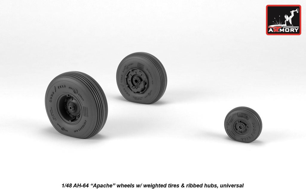 Armory 48331 AH-64 Apache Weighted Wheels Spoked Hubs 1:48