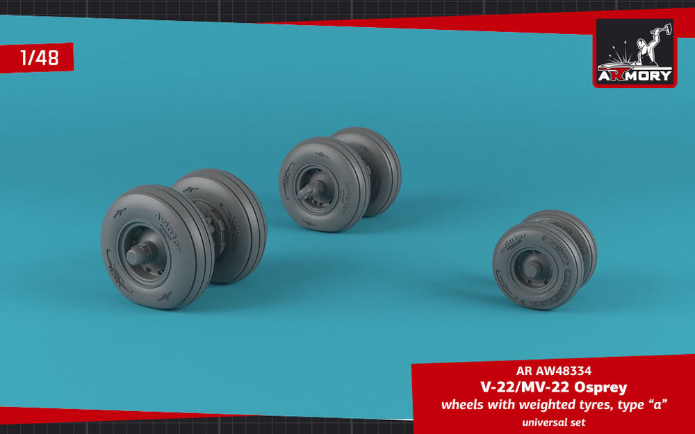Armory 48334 V-22/MV-22 Osprey Weighted Wheels Type A 1:48