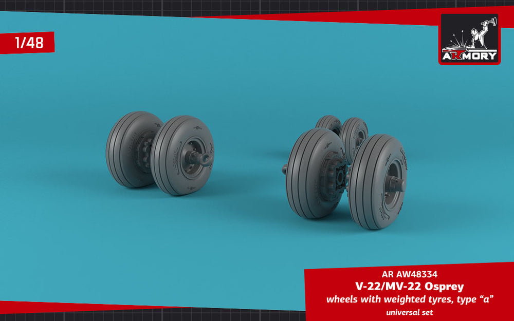 Armory 48334 V-22/MV-22 Osprey Weighted Wheels Type A 1:48