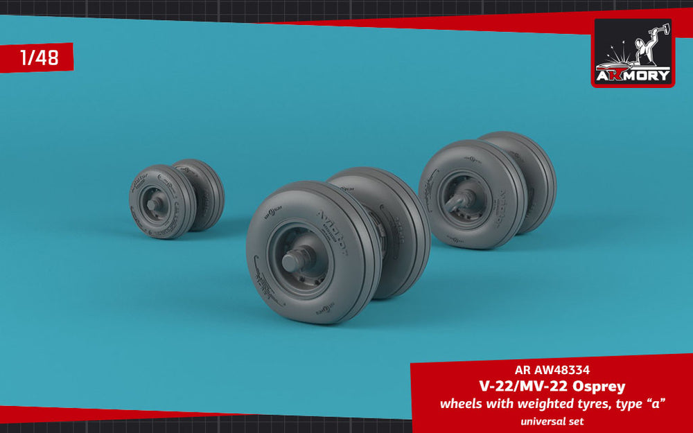Armory 48334 V-22/MV-22 Osprey Weighted Wheels Type A 1:48