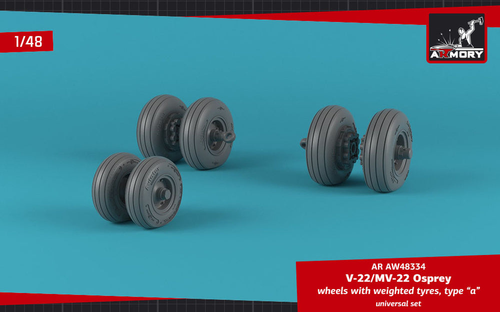 Armory 48334 V-22/MV-22 Osprey Weighted Wheels Type A 1:48