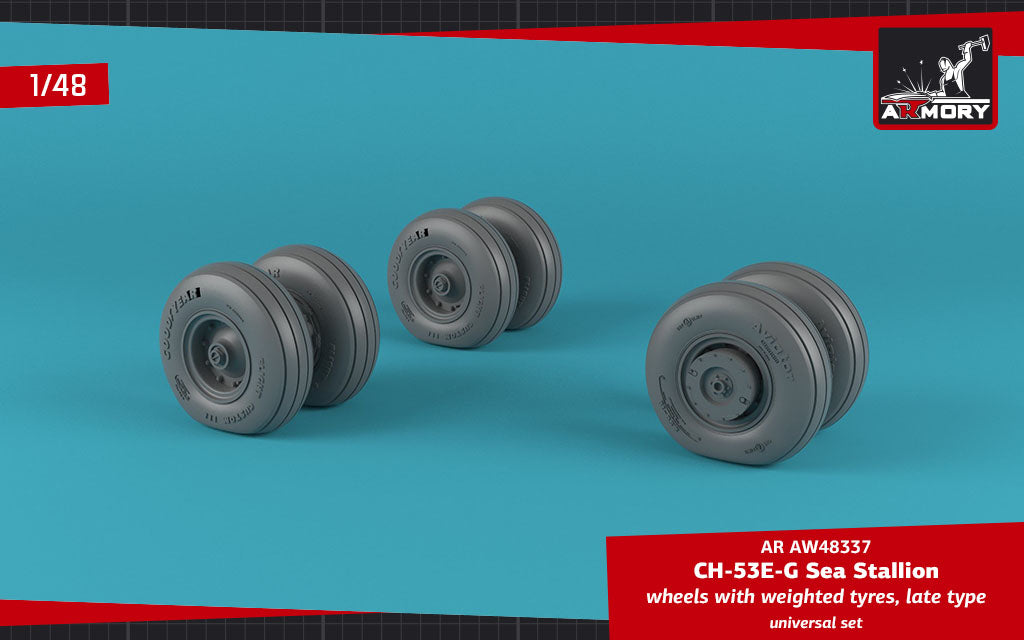 Armory ARAW48337 1:48 Sikorsky CH-53E-G Sea Stallion wheels with Wtd tires, late