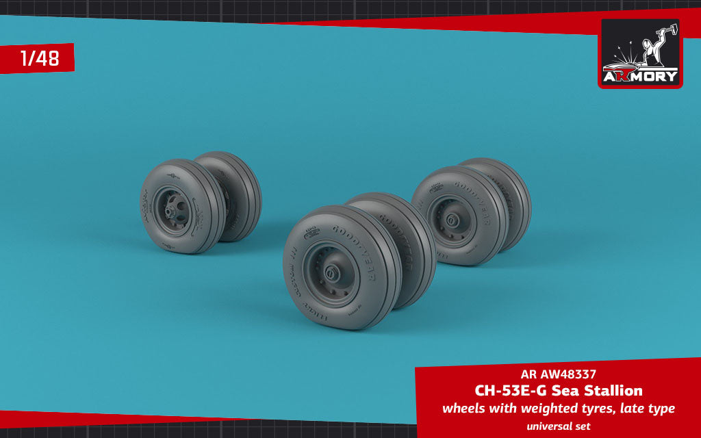 Armory ARAW48337 1:48 Sikorsky CH-53E-G Sea Stallion wheels with Wtd tires, late