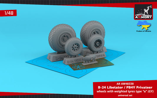 Armory ARAW48338 1:48 B-24D/J Liberator / PB4Y Privateer Weighted Tyres Type A