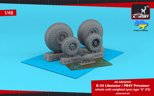 Armory ARAW48339 1:48 B-24D/J Liberator / PB4Y Privateer Weighted Tyres Type B