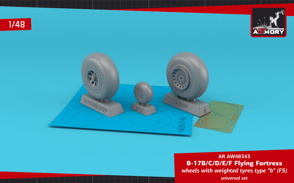 Armory ARAW48343 1:48 Boeing B-17B/C/D/E/F Flying Fortress Weighted Tyres Type B
