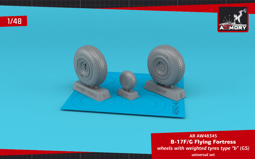 Armory ARAW48345 1:48 Boeing B-17G Flying Fortress Weighted Tyres Type B