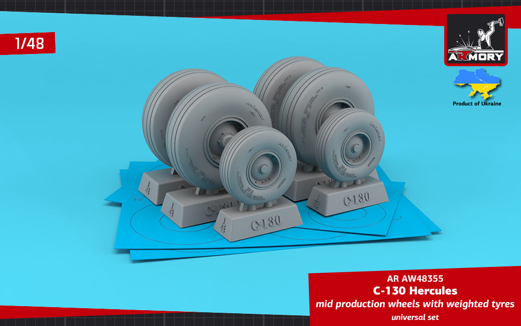 Armory ARAW48355 1:48 Lockheed C-130 Hercules Mid Type Weighted Effect Tyres