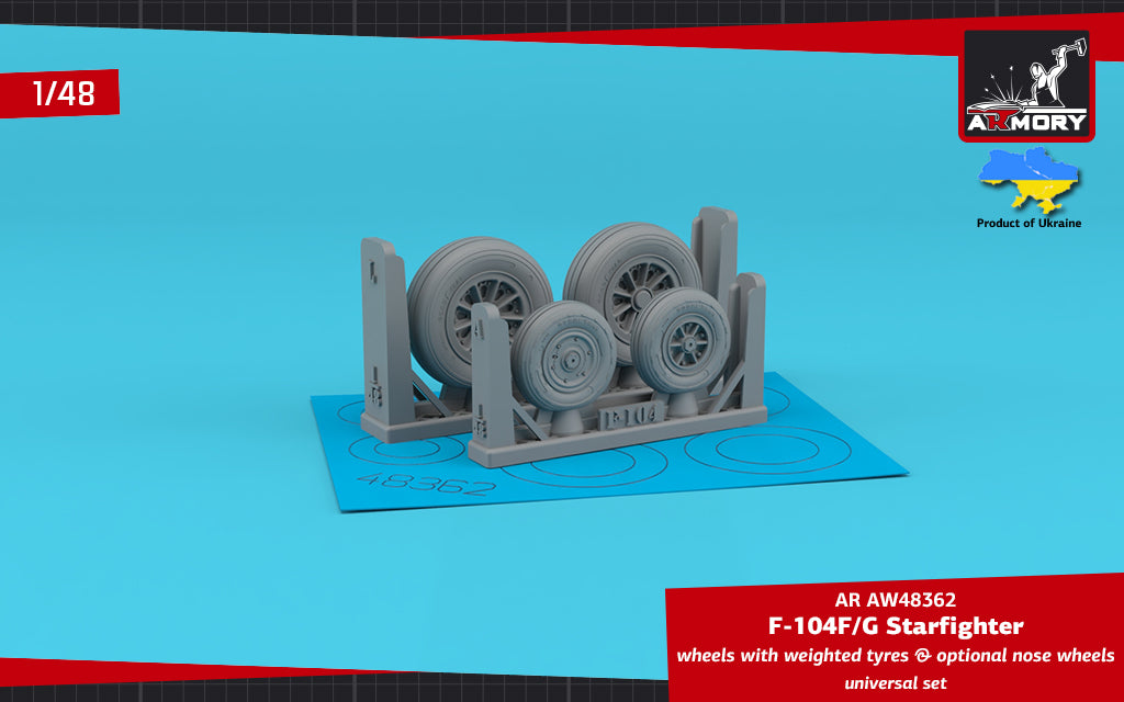 Armory ARAW48362 1:48 Lockheed F-104F/F-104G Starfighter weighted wheels