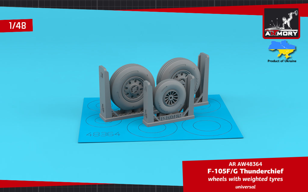 Armory ARAW48364 1:48 Republic F-105F/F-105G Thunderchief weighted wheels