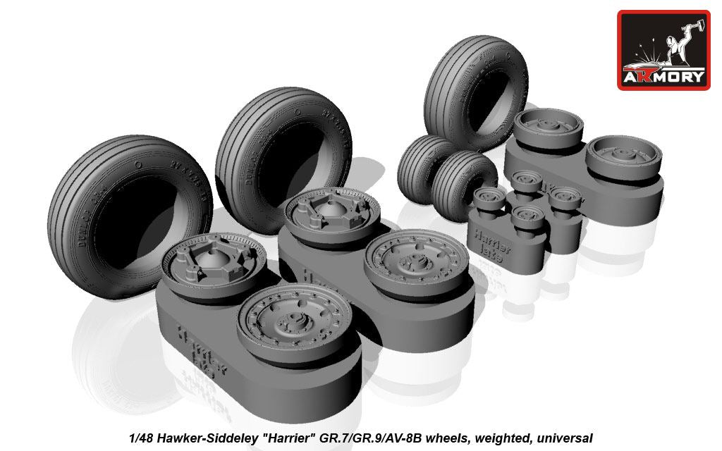 Armory ARAW48405 1:48 Bae Harrier GR.7/GR.9/McDonnell-Douglas AV-8B wheels, Wtd