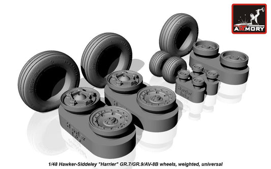 Armory ARAW48405 1:48 Bae Harrier GR.7/GR.9/McDonnell-Douglas AV-8B wheels, Wtd