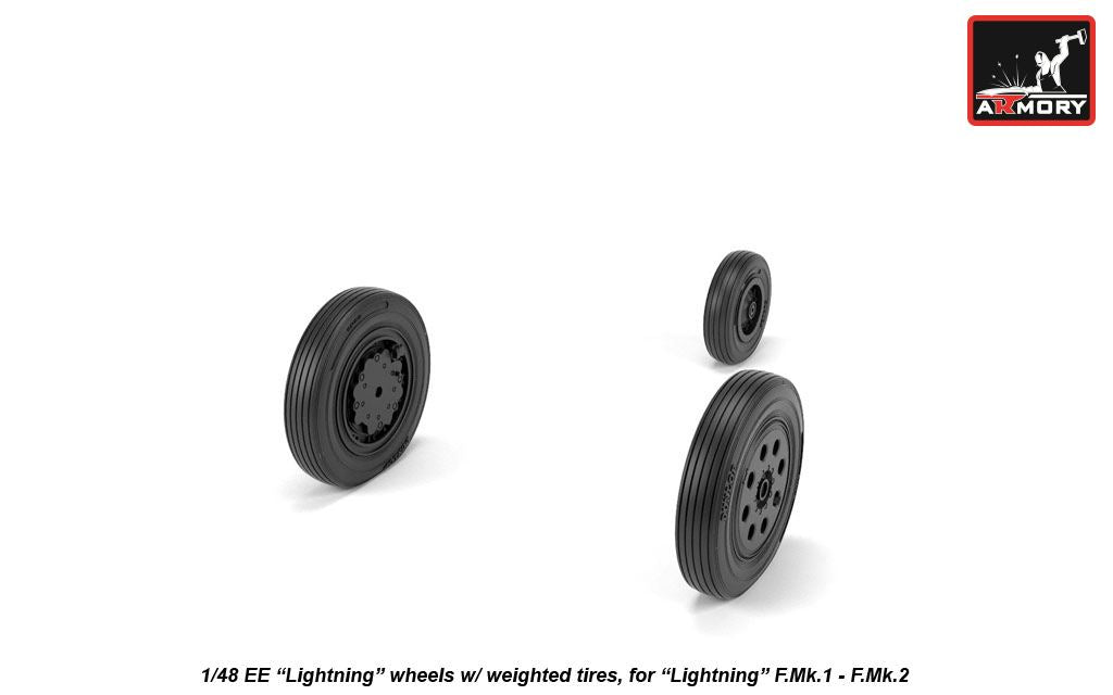 Armory ARAW48407 1:48 BAC Lightning F.1-F.6 Early Weighted Tyres for F.Mk.1