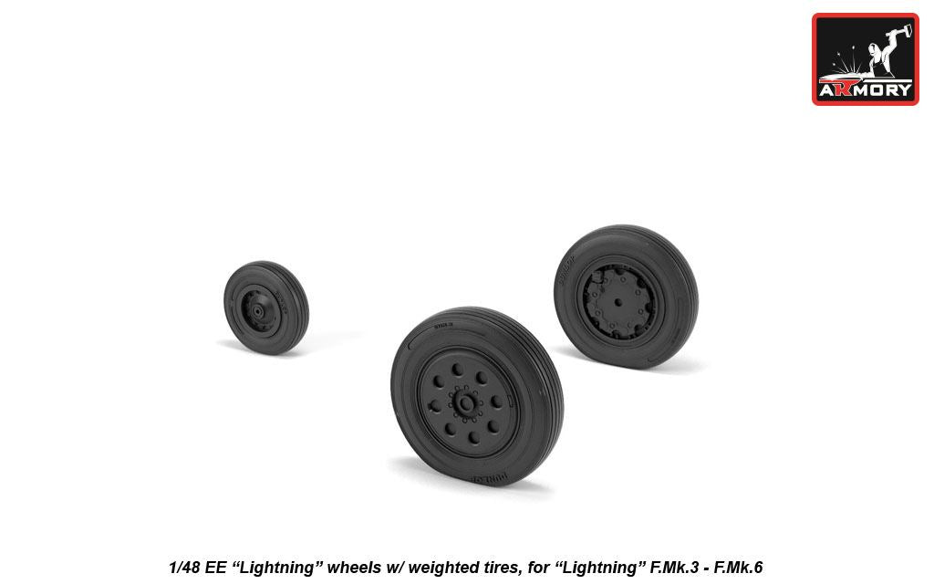 Armory ARAW48408 1:48 BAC Lightning F.1-F.6 Late Weighted Tyres for F.Mk.3