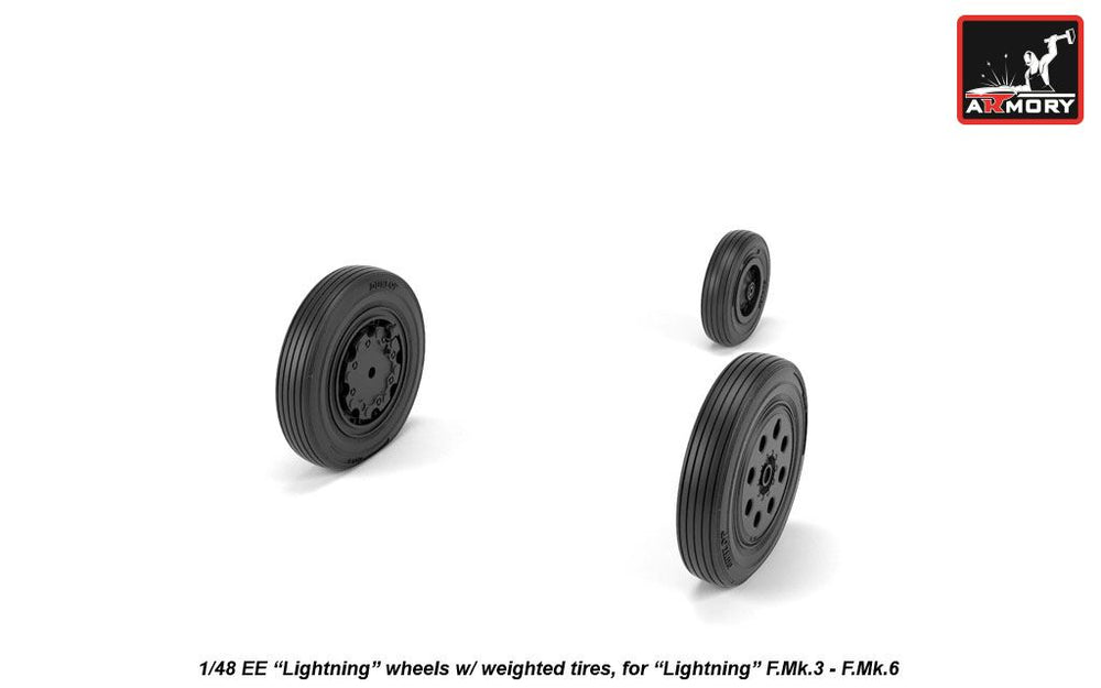 Armory ARAW48408 1:48 BAC Lightning F.1-F.6 Late Weighted Tyres for F.Mk.3