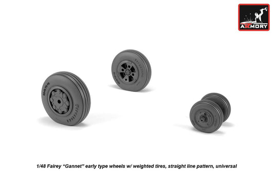 Armory ARAW48410 1:48 Fairey Gannet Early Type Straight Pattern Weighted Tyres