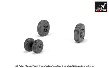 Armory ARAW48410 1:48 Fairey Gannet Early Type Straight Pattern Weighted Tyres