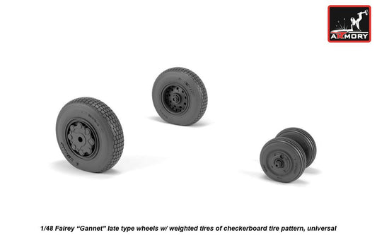 Armory ARAW48411 1:48 Fairey Gannet Late Type Checkerboard Weighted Tyres