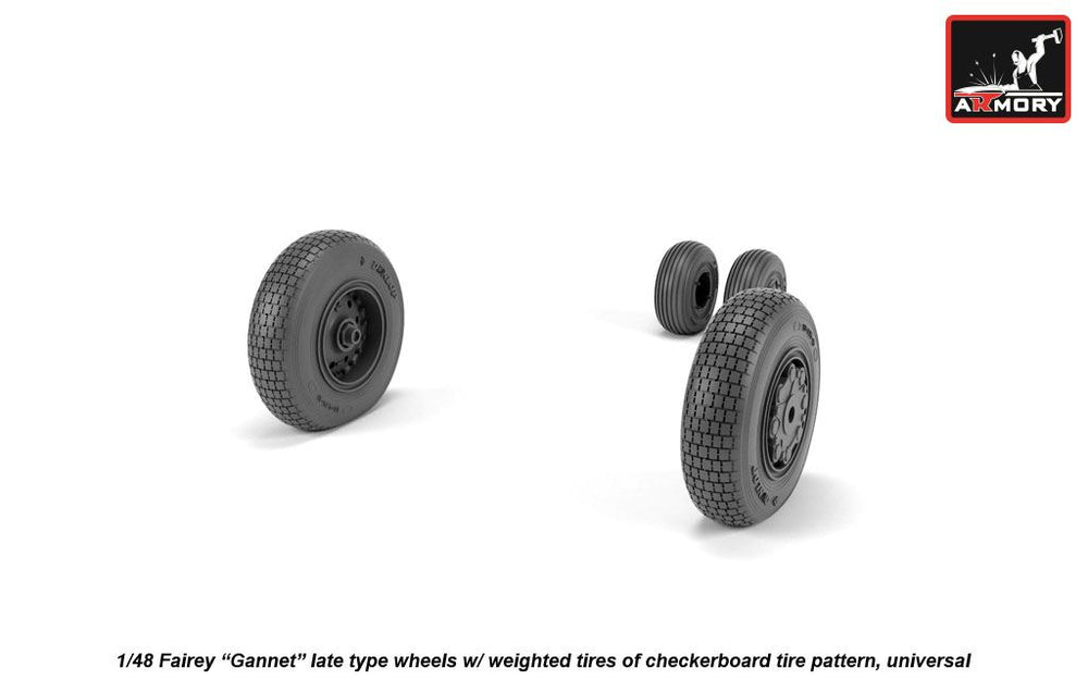 Armory ARAW48411 1:48 Fairey Gannet Late Type Checkerboard Weighted Tyres