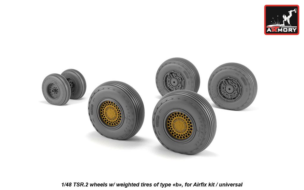 Armory ARAW48413 1:48 BAC TSR-2 wheels with weighted tires/tyres, type "b"