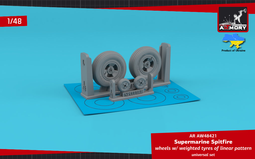 Armory ARAW48421 1:48 Spitfire Concentric Line & 3-Spoke 3D-Printed Wtd Tyres