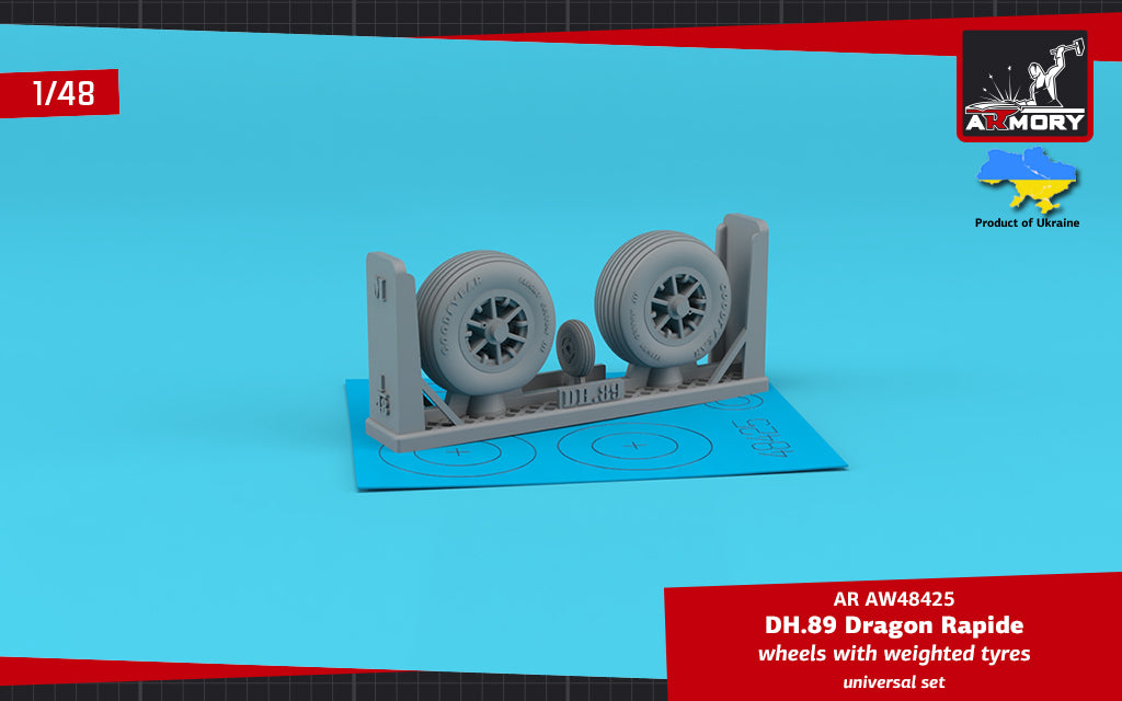 Armory ARAW48425 1:48 de Havilland DH.89A Dragon Rapide wheels with Wtd tyres