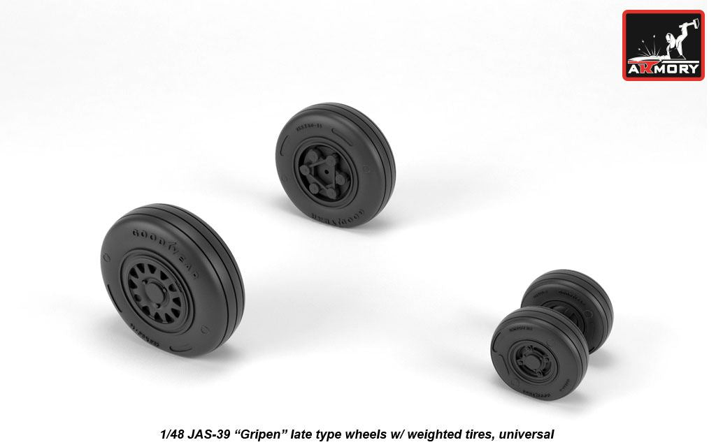 Armory ARAW48504 1:48 Saab JAS-39 Gripen Late Weighted Tyres for JAS-39D/E/F